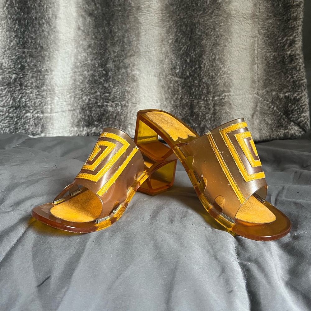 60’s Orange Casualets Op Art Jelly Heels
